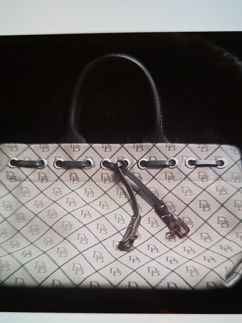Dooney & Bourke White Logo-Print Tote with Black Trim